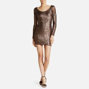 NWOT Dress the Population Jaden Long Sleeve Sequin Mesh Mini Dress